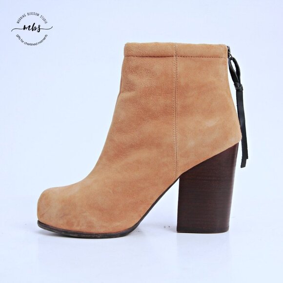 Jeffrey Campbell Rumble Suede Block Heeled Booties Tan Women 8 - Picture 9 of 16